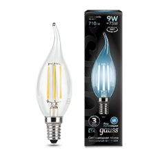 Лампа светодиодная филаментная Filament 9Вт свеча на ветру 4100К