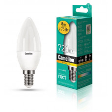 Лампа светодиодная LED8-C35/830/E14 8Вт свеча 3000К тепл. бел. E