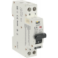 Выключатель автоматический дифференциального тока 2п C 6А 30мА тип AC АВДТ B06S 18мм ARMAT IEK AR-B06S-1N-C06C030