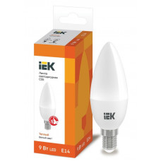 Лампа светодиодная ECO C35 9Вт свеча 3000К E14 230В IEK LLE-C35-