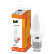 Лампа светодиодная ECO C35 9Вт свеча 3000К E27 230В IEK LLE-C35-