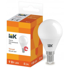 Лампа светодиодная ECO G45 9Вт шар 3000К E14 230В IEK LLE-G45-9-